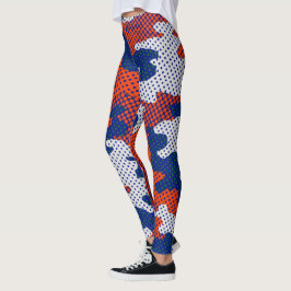 Florida Swamp Gator Blue & Orange Camo Leggings