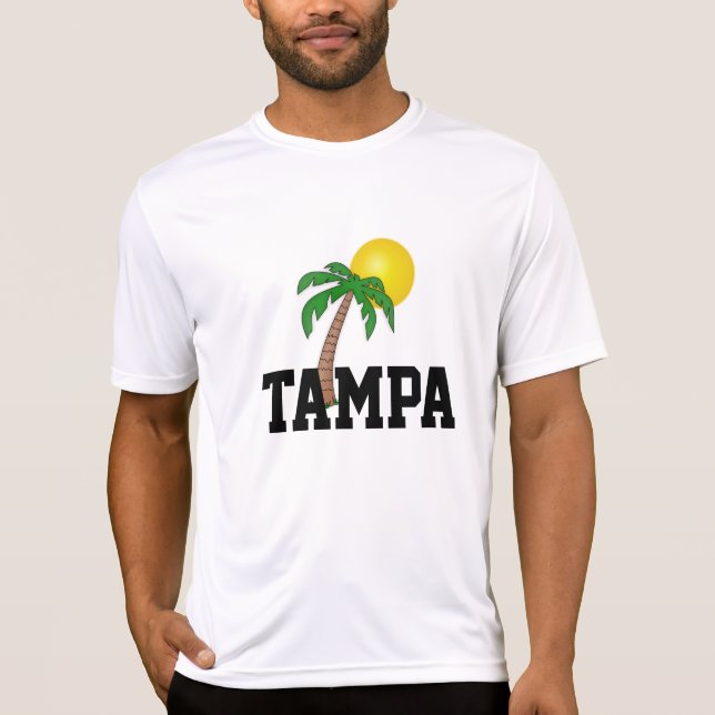 Florida: Tampa Palme und Sonne T-Shirt (Vorderseite)