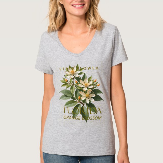 Florida Territory Flower Orange Blossom Design T-Shirt (Vorderseite)