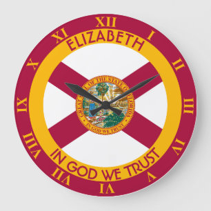 Florida The Sunshine State Personalized Flag Große Wanduhr