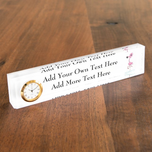 Florida Theme Pink Flamingo Namensplakette (Seite)