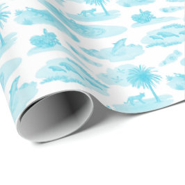Florida Toile (Turquoise) Wrapping Paper Geschenkpapier