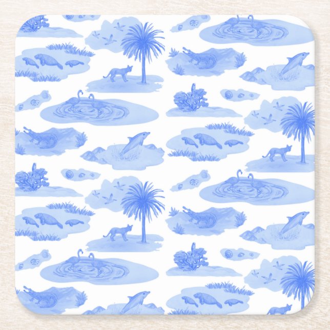 Florida Toile Untersetzer (Cornflower Blue) (Vorderseite)