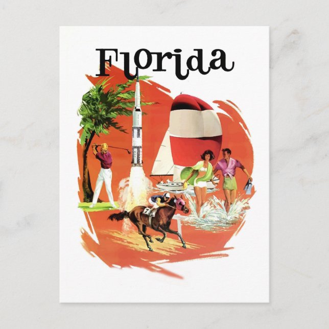 Florida, Touristenattraktionen, Vintage-Reise Postkarte (Vorderseite)