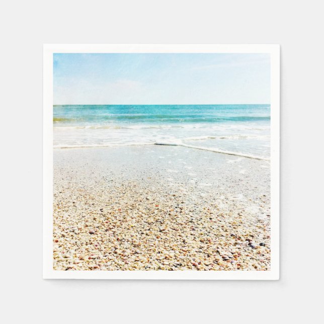Florida Tropical Beach Sand Ocean Waves Muscheln Serviette (Vorderseite)