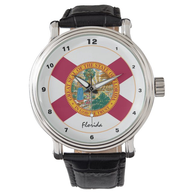 Florida Uhr, Florida Flagge, Mode /Design Armbanduhr (Vorderseite)