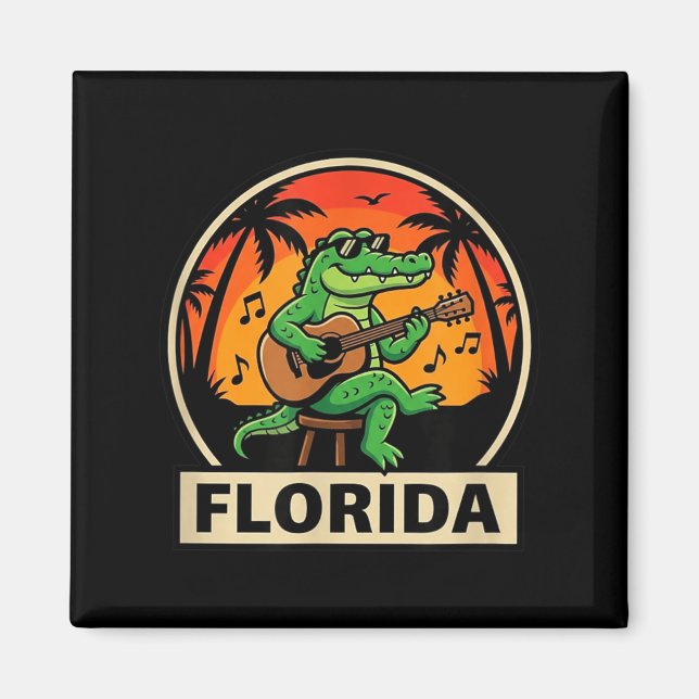 Florida Urlaub Alligator Design mit Retro Magnet (Vorne)