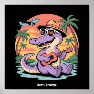 Florida Urlaub Niedlich Cooler Sommer Alligator Fu Poster