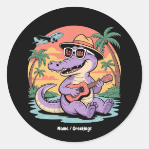 Florida Urlaub Niedlich Cooler Sommer Alligator Fu Runder Aufkleber