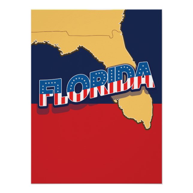 Florida-US Flagge-Karte Poster (Vorderseite)