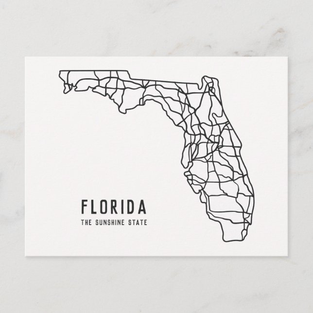 Florida US Staat Road Map - Sunshine Staat Map Postkarte (Vorderseite)