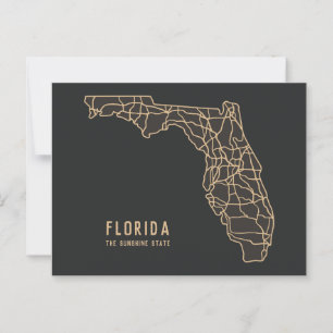 Florida US Staat Road Map - Sunshine Staat Map Postkarte