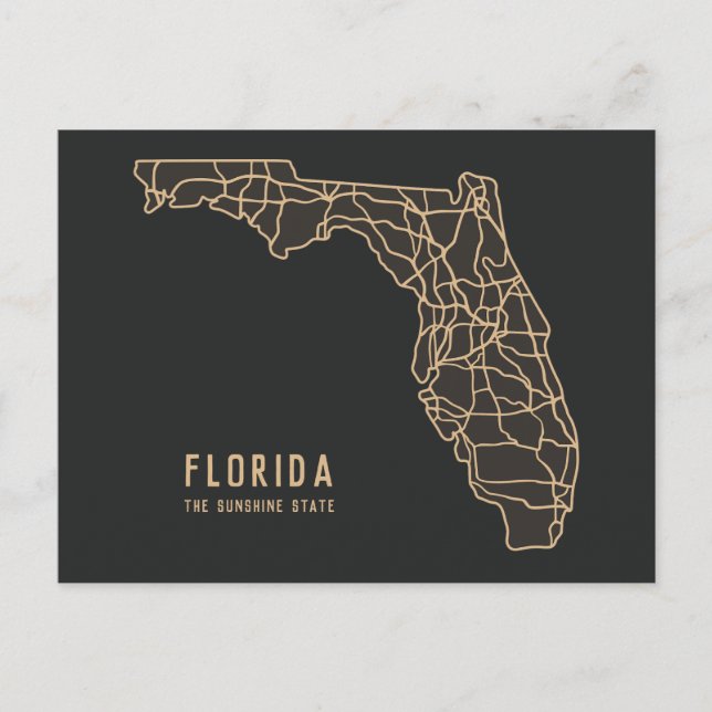 Florida US Staat Road Map - Sunshine Staat Map Postkarte (Vorderseite)