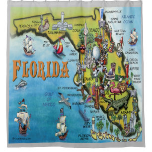 Florida USA Cartoon-Karte Duschvorhang
