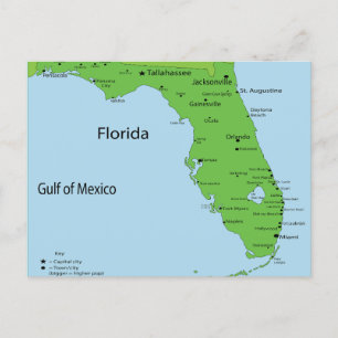 Florida USA Map - Gulf of Mexico Feiertagspostkarte