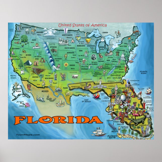 Florida USA Map Poster (Vorne)