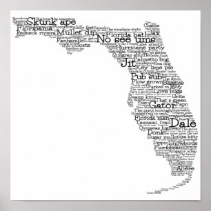 Florida USA Slang Word Art Map Poster