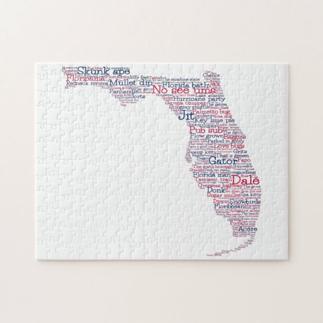 Florida USA Slang Word Art Map Puzzle (Horizontal)