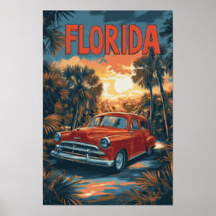 Florida USA Vintag Illustration Travel Poster
