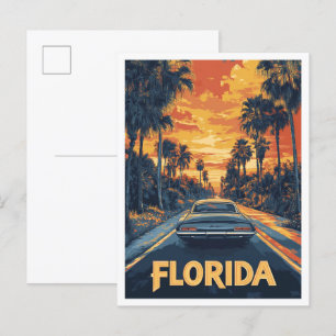 Florida USA Vintag Illustration Travel Postkarte