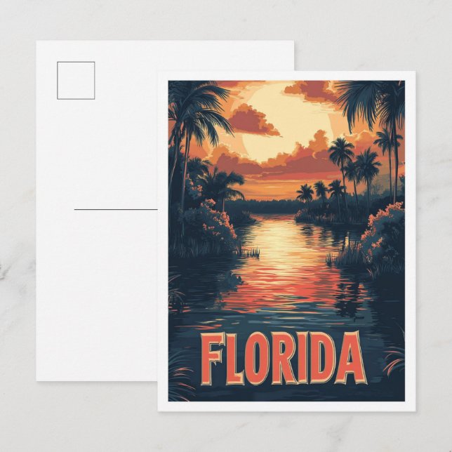Florida USA Vintag Illustration Travel Postkarte (Vorne/Hinten)