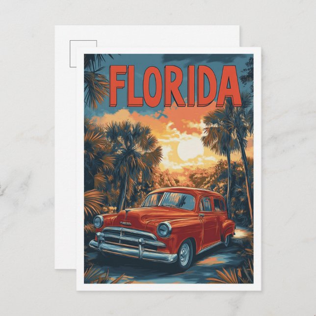 Florida USA Vintag Illustration Travel Postkarte (Vorne/Hinten)