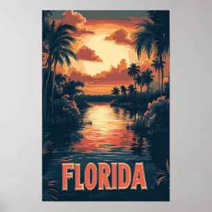 Florida USA Vintage-Illustration Reise Poster