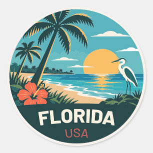 Florida USA – Vintage-Reiseaufkleber Runder Aufkleber