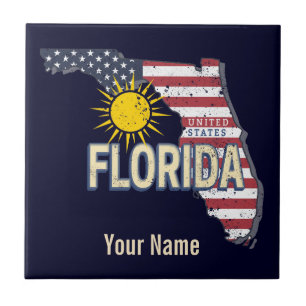 Florida Vereinigte Staaten Retro-Karte Vintage USA Fliese