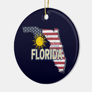 Florida Vereinigte Staaten Retro-Karte Vintage USA Keramik Ornament
