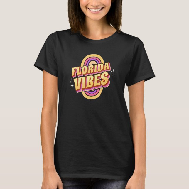 Florida Vibes Regenbogen Retro Design T-Shirt (Vorderseite)