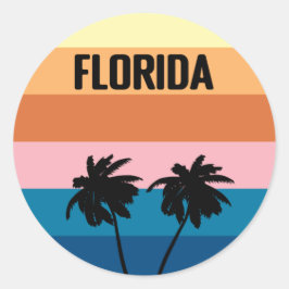 Florida Vintag Sunset Palm Trees Reise Runder Aufkleber