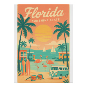 Florida Vintage 2025 – Retro Pastell Sonnenschein Poster