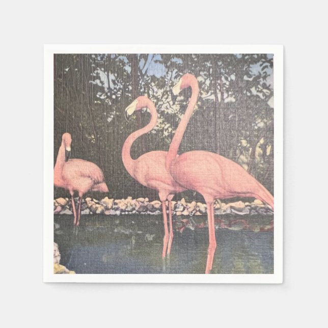 Florida-Vintage-Flamingos Serviette (Vorderseite)