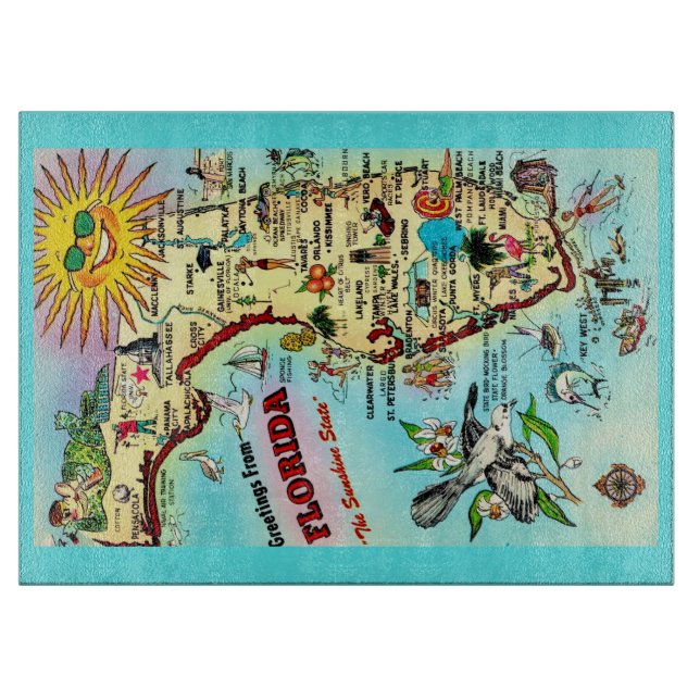 Florida Vintage Fun Postcard Schneidebrett (Vorderseite)
