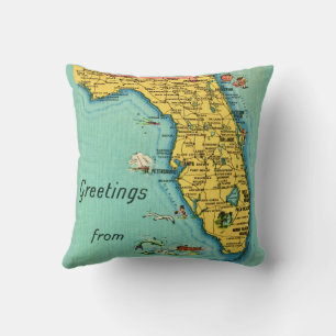 Florida Vintage Karte Kissen
