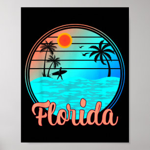 Florida Vintage Palmenbaum Sonnenuntergang Trocal Poster