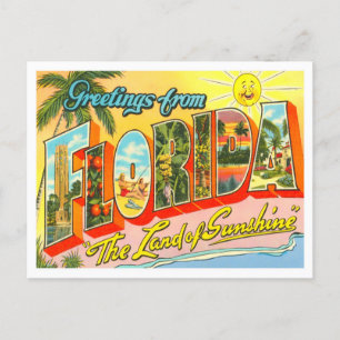 Florida Vintage Postkarte mit großen Buchstaben