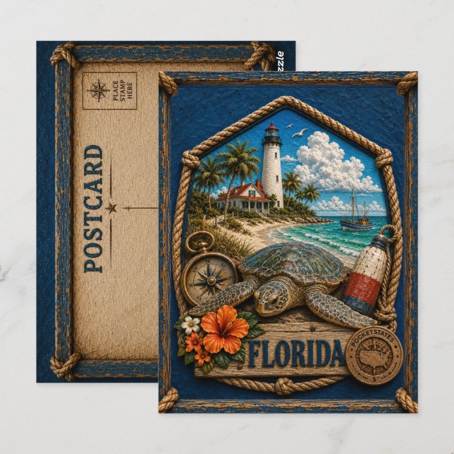 Florida Vintage Reise Postkarte (Vorne/Hinten)