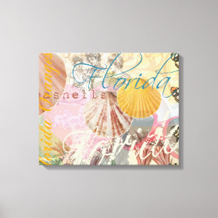 Florida Vintage Travel Beach Seashell Muschel Art Leinwanddruck