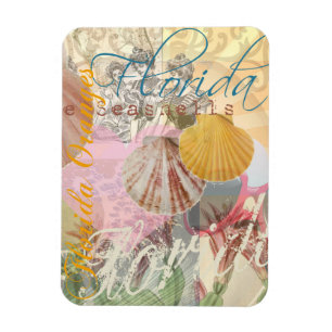 Florida Vintage Travel Beach Seashell Muschel Art Magnet