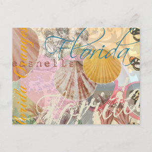 Florida Vintage Travel Beach Seashell Muschel Art Postkarte