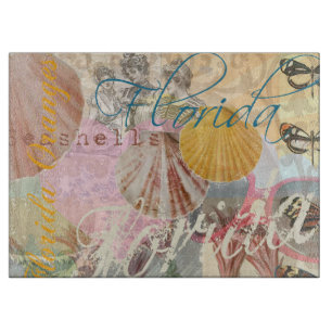 Florida Vintage Travel Beach Seashell Muschel Art Schneidebrett