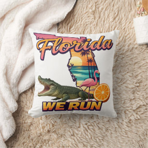 Florida We Run Sonnenuntergang Alligator Flamingo  Kissen