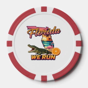 Florida We Run Sonnenuntergang Alligator Flamingo Pokerchips