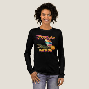 Florida We Run Sonnenuntergang Alligator Flamingo Tri-Blend Shirt