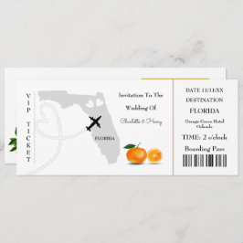 Florida Wedding Destination Ticket Boarding Pass Einladung