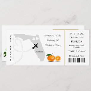 Florida Wedding Destination Ticket Boarding Pass Einladung