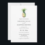 Florida Wedding Invitations Watercolor Pineapple Einladung<br><div class="desc">A simple yet botanical choice to announce your wedding. These Florida wedding invitations features a minimalistic watercolor pineapple with your details in charcoal grey over a crisp white background. The card reverses to a complimentary sage green color. Use the template fields to customize with your names and wedding date. Order...</div>