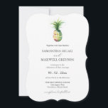 Florida Wedding Invitations Watercolor Pineapple Einladung<br><div class="desc">A simple yet botanical choice to announce your wedding. These Florida wedding invitations features a minimalistic watercolor pineapple with your details in charcoal grey over a crisp white background. The card reverses to a complimentary sage green color. Use the template fields to customize with your names and wedding date. Order...</div>